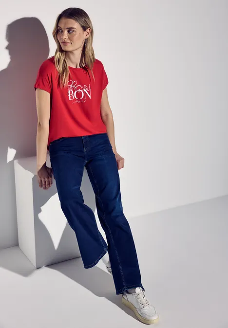 T-Shirt mit Wording glory red