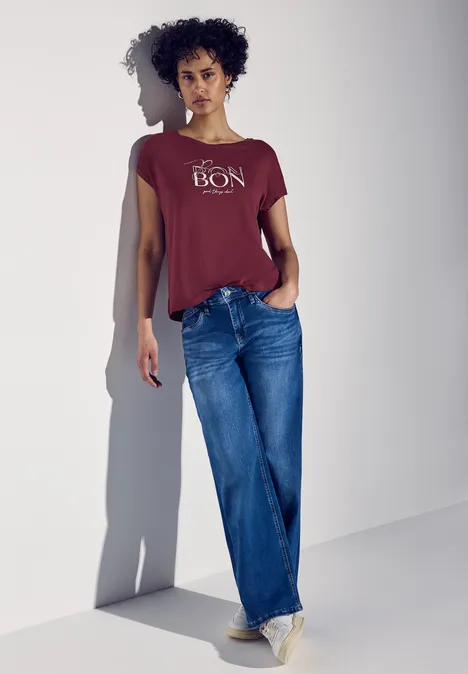 T-Shirt mit Wording dark cherry red