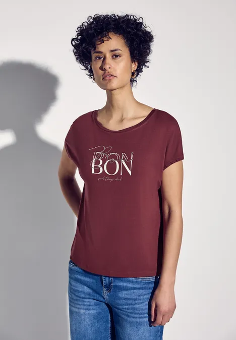 T-Shirt mit Wording dark cherry red