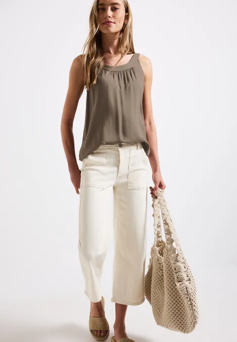 Top à structure mixte stone brown