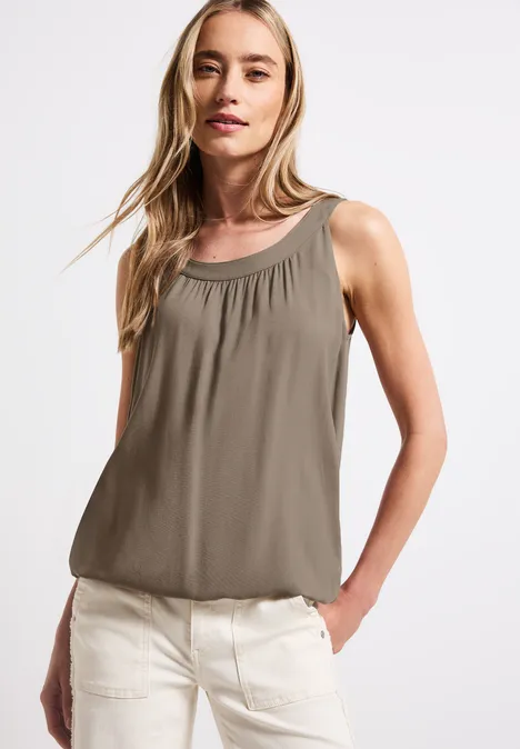 Top à structure mixte stone brown