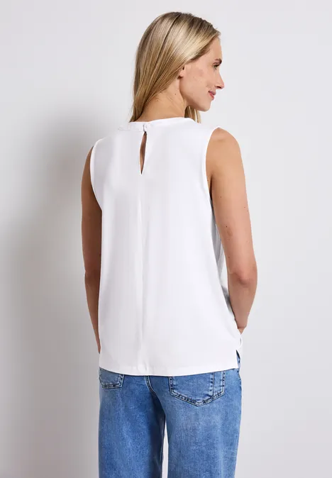 Jersey-Top mit Raffung White