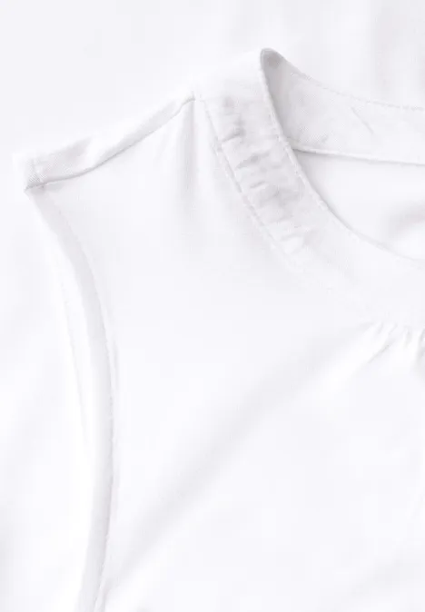 Jersey-Top mit Raffung White