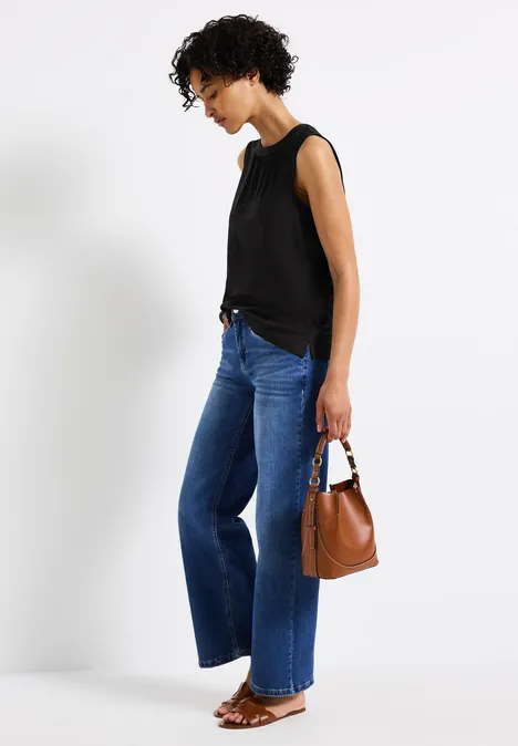 Jersey-Top mit Raffung Black