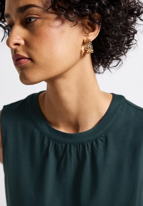 Jersey-Top mit Raffung hunter green