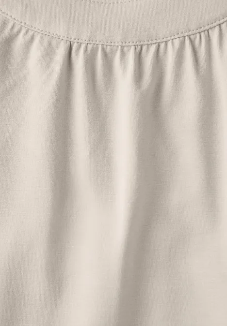 Jersey-Top mit Raffung moonstone sand