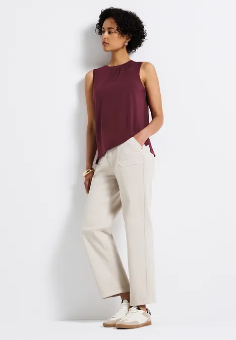 Jersey-Top mit Raffung dark cherry red