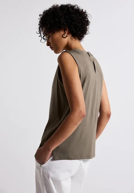 Jersey-Top mit Raffung stone brown