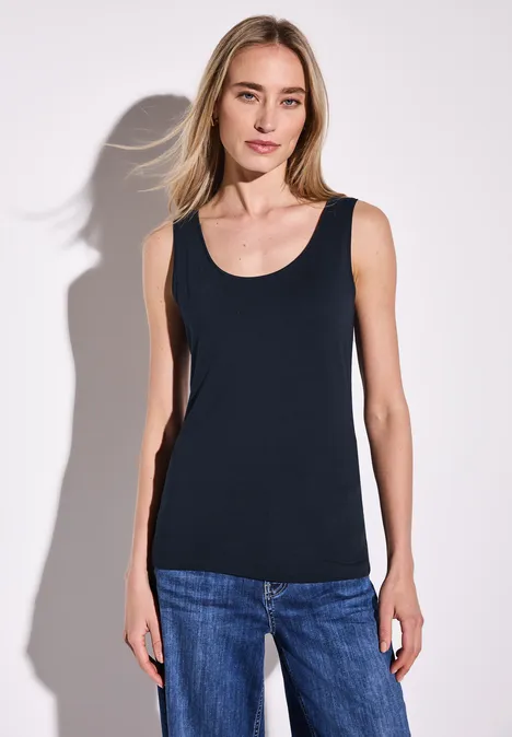 Basic Top in Unifarbe deep blue
