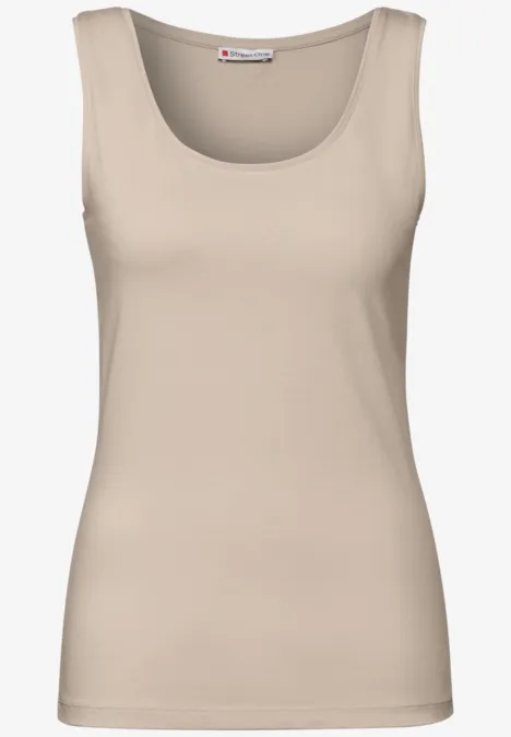 Basic Top in Unifarbe cotton beige
