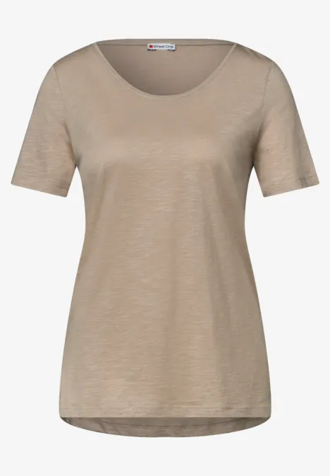 Basic T-Shirt in Unifarbe safari beige