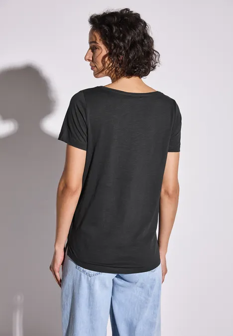 Basic T-Shirt in Unifarbe granite grey