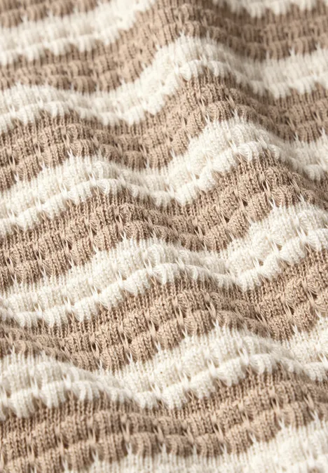 Strick-Look Streifenshirt safari beige