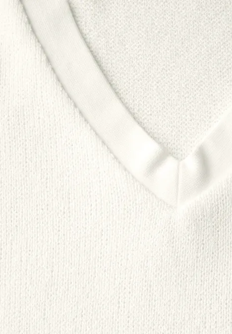 Strick-Look T-Shirt off white