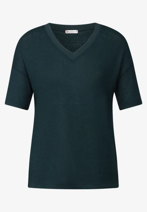 Strick-Look T-Shirt hunter green