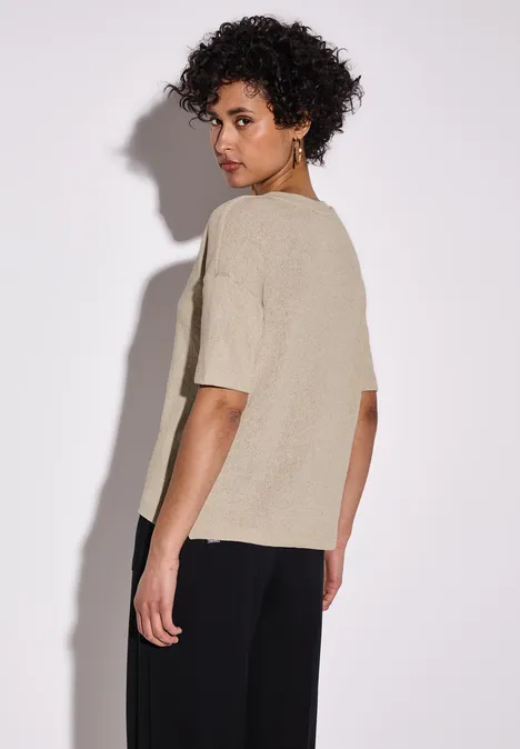 Strick-Look T-Shirt cotton beige