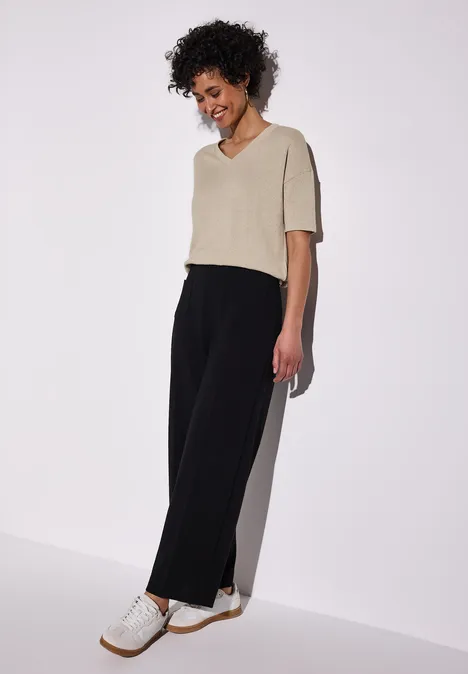 Strick-Look T-Shirt cotton beige