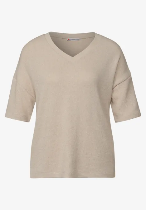 Strick-Look T-Shirt cotton beige