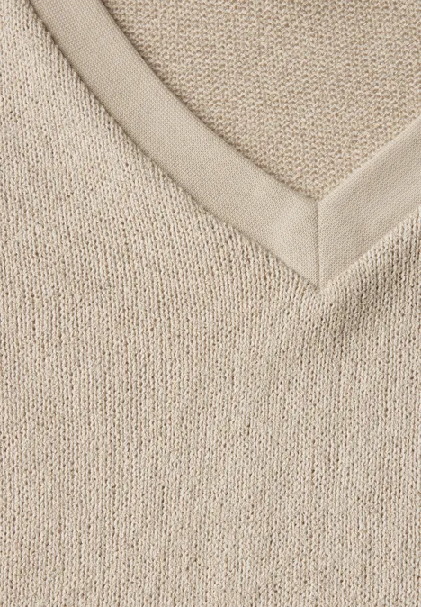 Strick-Look T-Shirt cotton beige