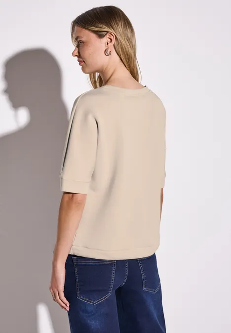 Silk-Look T-Shirt cotton beige