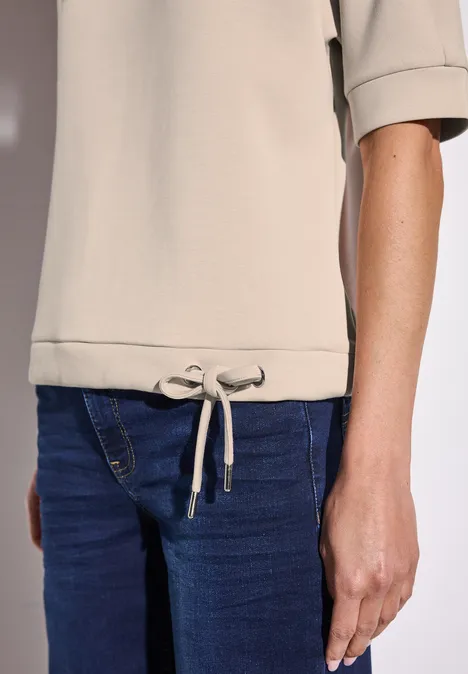 Silk-Look T-Shirt cotton beige
