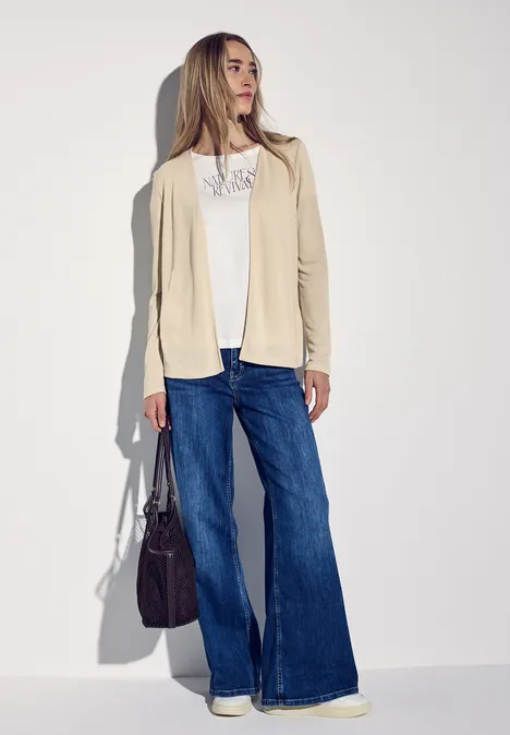 Strick-Look Jacke cotton beige