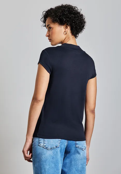 Turtleneck T-Shirt deep blue