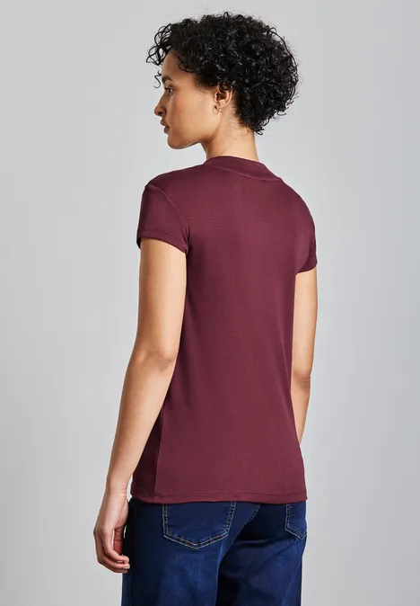 Turtleneck T-Shirt dark cherry red