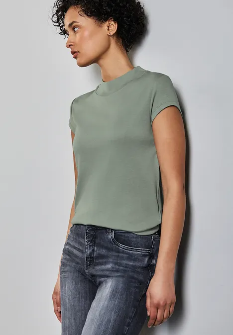 Turtleneck T-Shirt dusty milky green