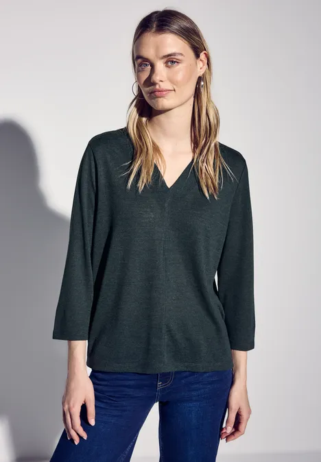 Leinen-Look Shirt hunter green