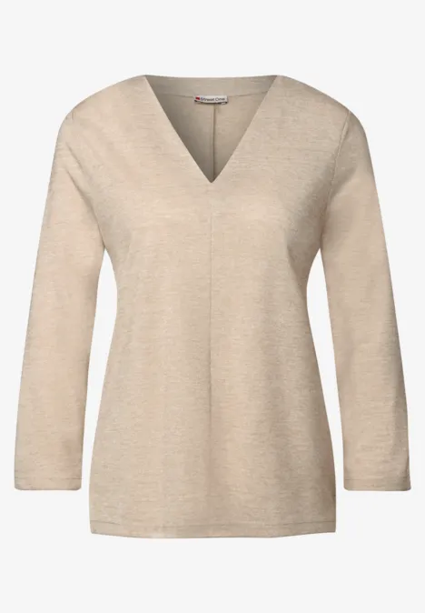 Shirt in linnenlook sheer beige mel.