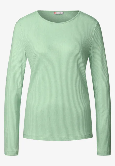 Shirt mit Rippstruktur milky green mel.