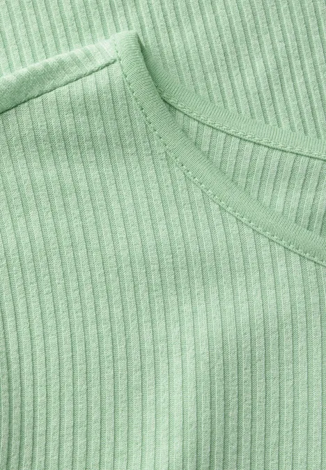 Shirt mit Rippstruktur milky green mel.