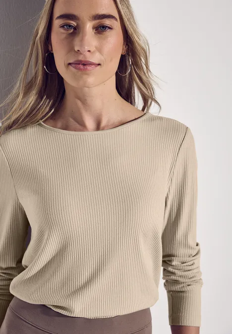 Shirt mit Rippstruktur cotton beige