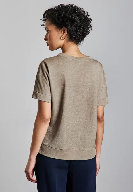 Glitzerndes T-Shirt safari beige