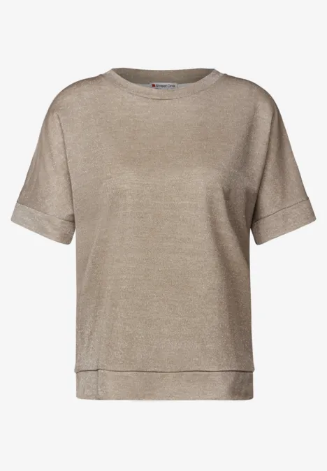 Glitzerndes T-Shirt safari beige