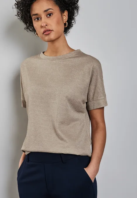 Glitzerndes T-Shirt safari beige