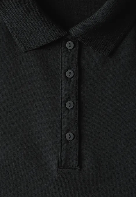 Poloshirt mit Rippstruktur Black