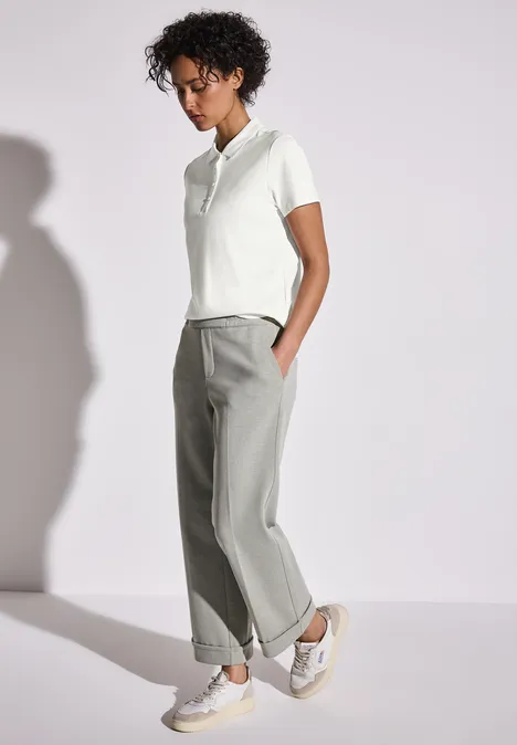 Poloshirt mit Rippstruktur off white