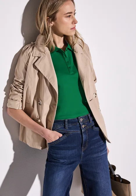 Poloshirt mit Rippstruktur glowing green