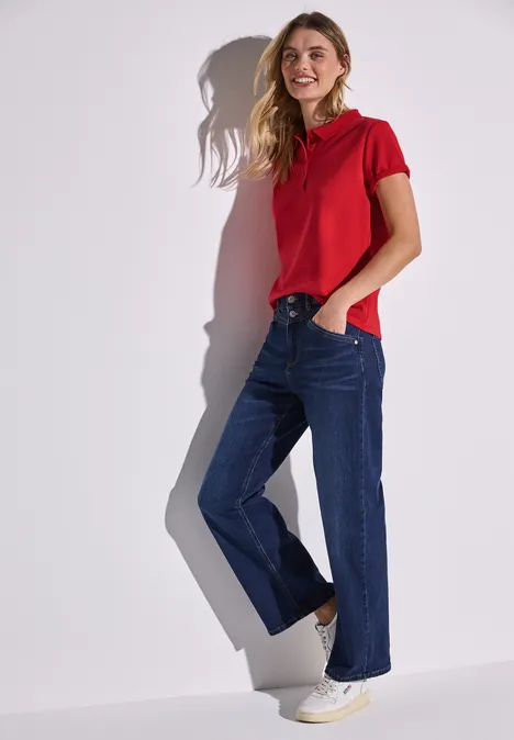 Poloshirt mit Rippstruktur glory red