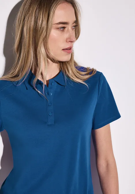 Poloshirt mit Rippstruktur dodger blue