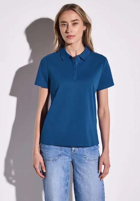 Poloshirt mit Rippstruktur dodger blue