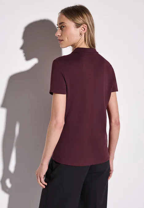 Poloshirt mit Rippstruktur dark cherry red