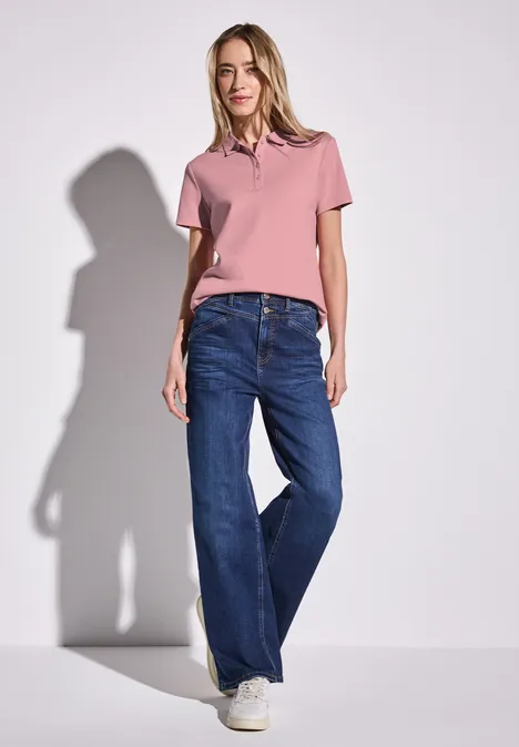 Poloshirt mit Rippstruktur blush peach