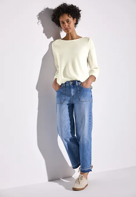Strick-Look Shirt off white