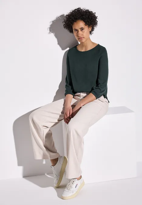 Shirt met gebreide look hunter green