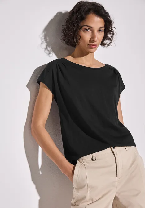 Shirt mit Raffung Black