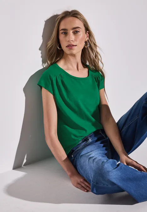 Shirt mit Raffung glowing green