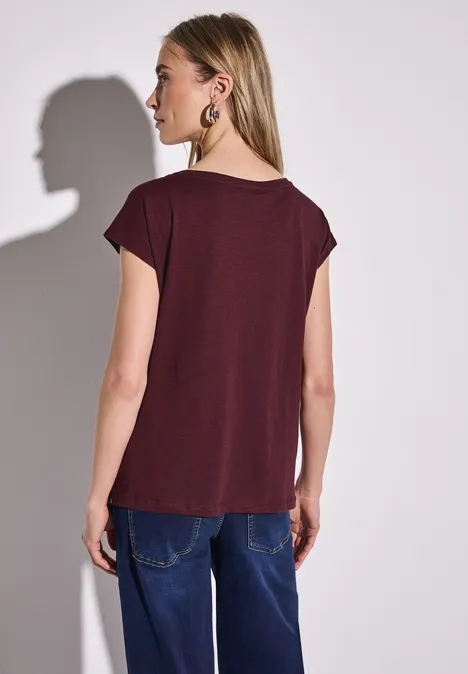 Shirt mit Raffung dark cherry red